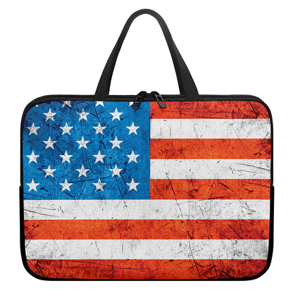 Rough USA Flag Print Laptop Sleeve With Handle