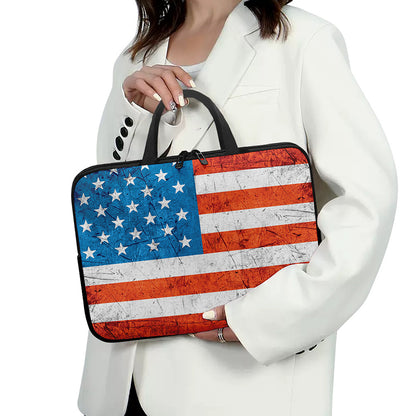 Rough USA Flag Print Laptop Sleeve With Handle