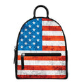Rough USA Flag Print Leather Backpack