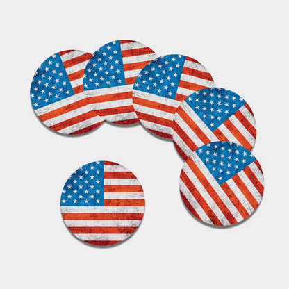 Rough USA Flag Print Leather Coaster Set