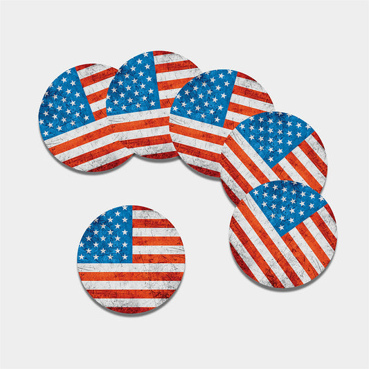 Rough USA Flag Print Leather Coaster Set