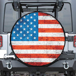 Rough USA Flag Print Leather Spare Tire Cover