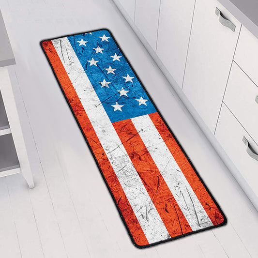 Rough USA Flag Print Long Kitchen Mat