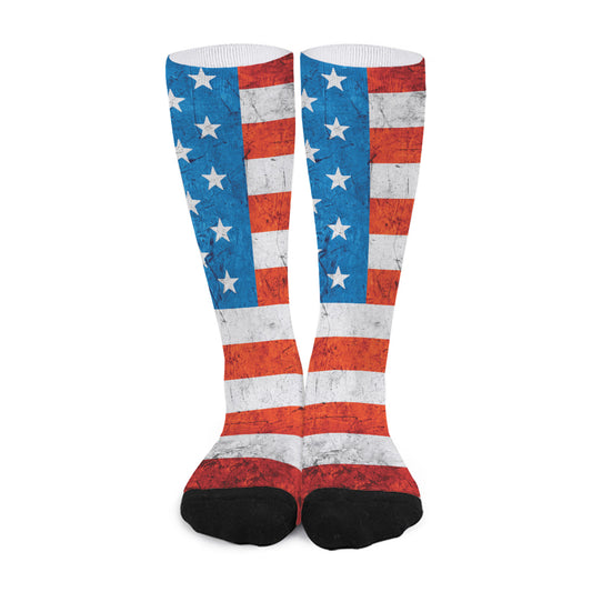 Rough USA Flag Print Long Socks