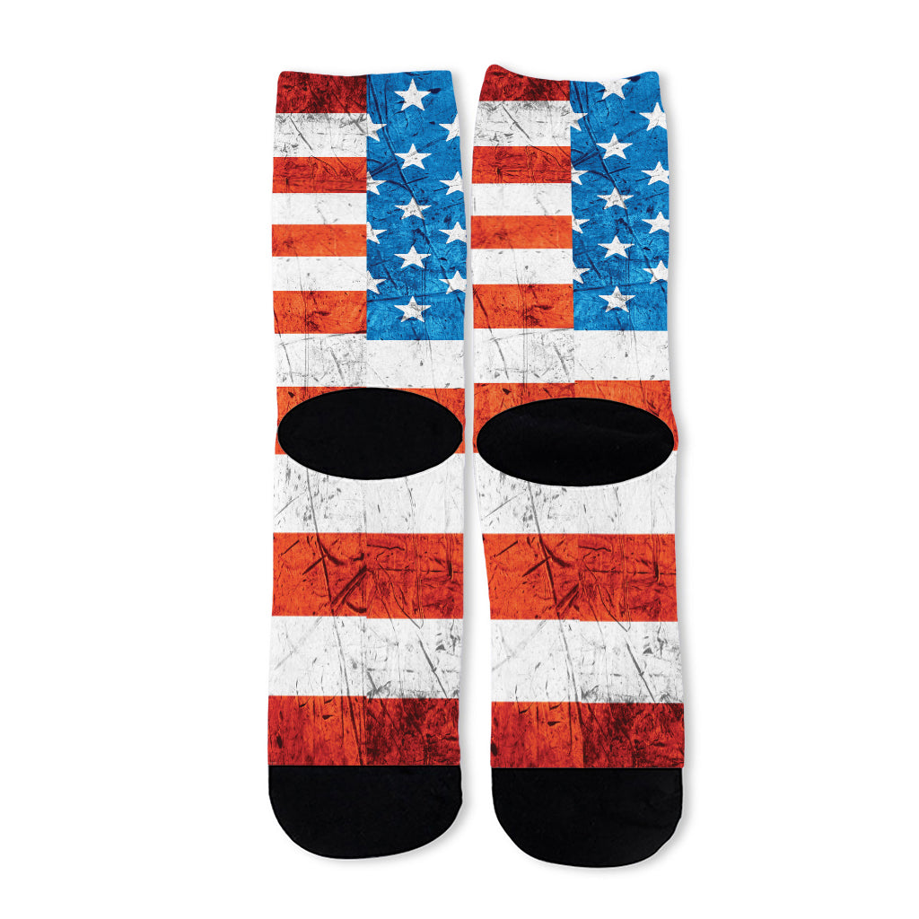 Rough USA Flag Print Long Socks