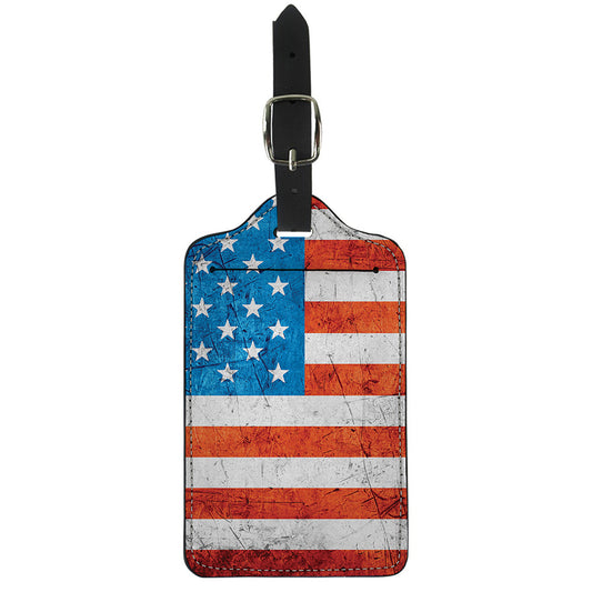 Rough USA Flag Print Luggage Tag