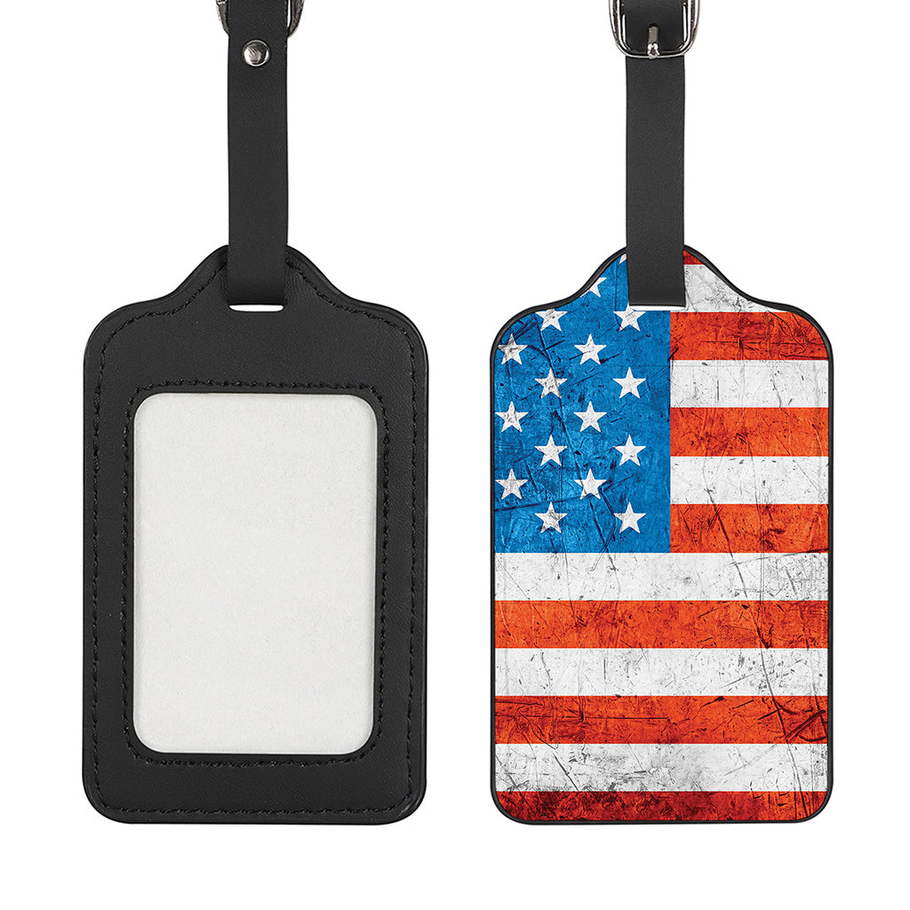 Rough USA Flag Print Luggage Tag