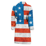 Rough USA Flag Print Men's Bathrobe
