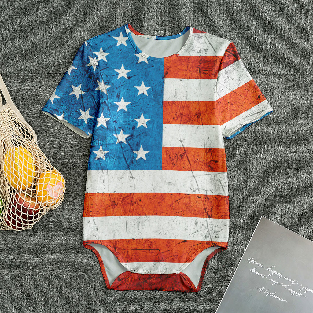 Rough USA Flag Print Men's Bodysuit