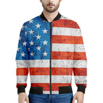 Rough USA Flag Print Men's Bomber Jacket