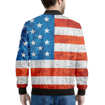 Rough USA Flag Print Men's Bomber Jacket