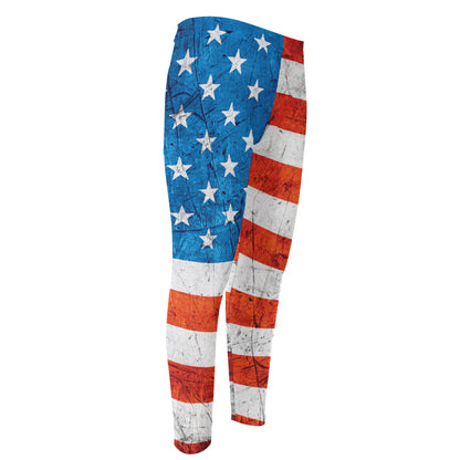 Rough USA Flag Print Men's Compression Pants