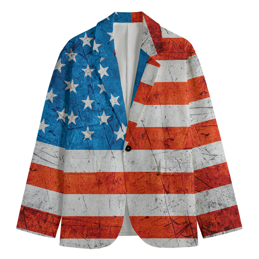 Rough USA Flag Print Men's Cotton Blazer