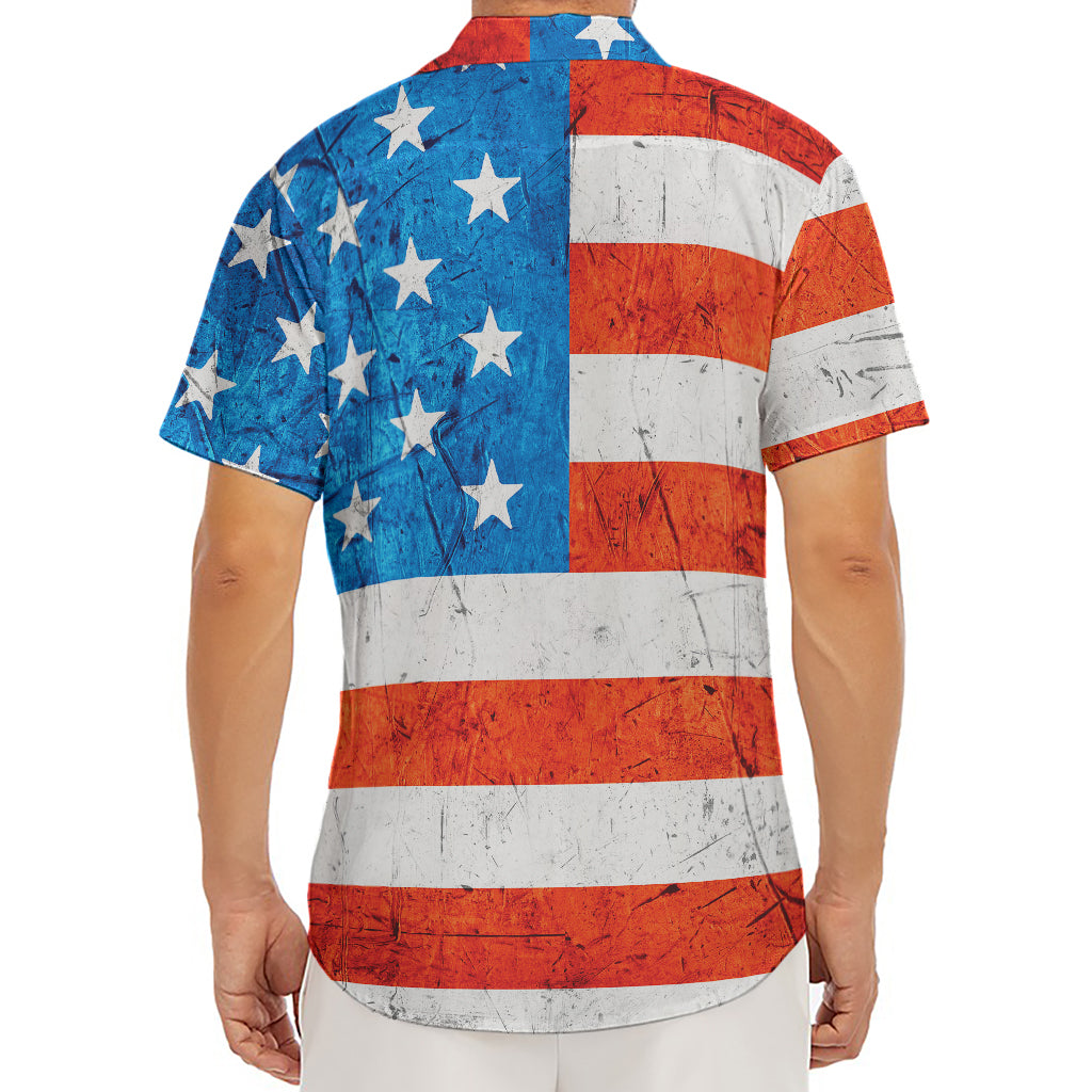 Rough USA Flag Print Men's Deep V-Neck Shirt