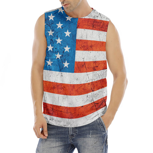 Rough USA Flag Print Men's Fitness Tank Top