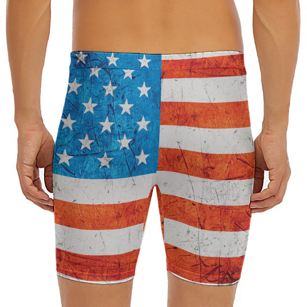 Rough USA Flag Print Men's Long Boxer Briefs
