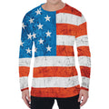 Rough USA Flag Print Men's Long Sleeve T-Shirt