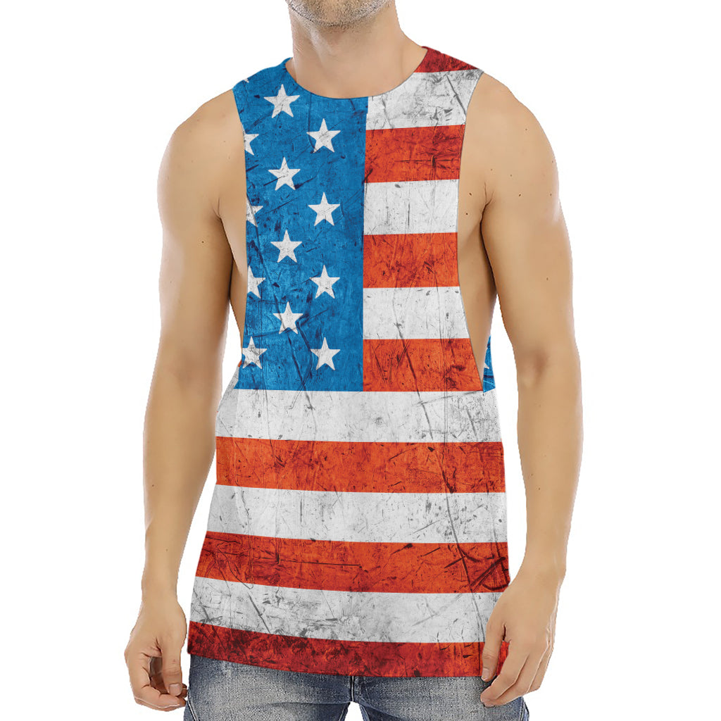Rough USA Flag Print Men's Muscle Tank Top