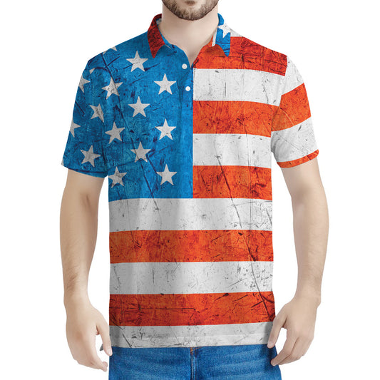 Rough USA Flag Print Men's Polo Shirt