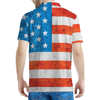 Rough USA Flag Print Men's Polo Shirt