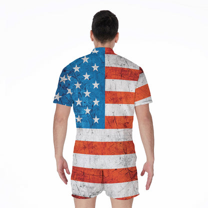 Rough USA Flag Print Men's Rompers