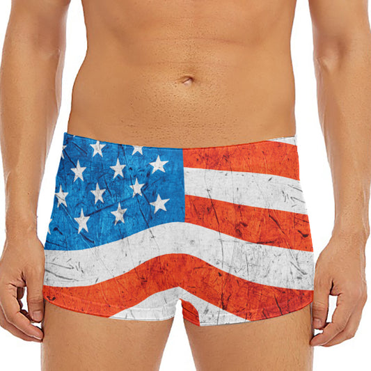 Rough USA Flag Print Men's Short Boxer Briefs