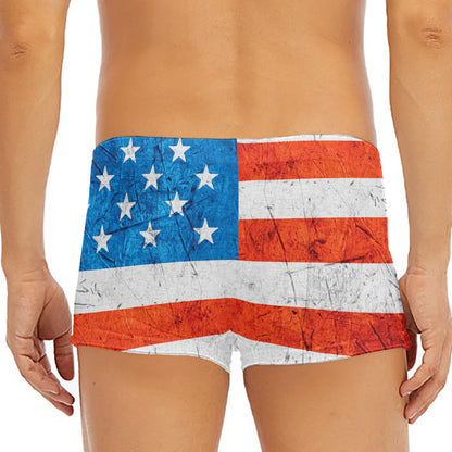 Rough USA Flag Print Men's Short Boxer Briefs