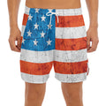 Rough USA Flag Print Men's Split Running Shorts