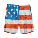 Rough USA Flag Print Men's Sports Shorts