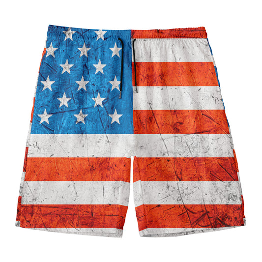Rough USA Flag Print Men's Swim Trunks