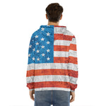 Rough USA Flag Print Men's Velvet Pullover Hoodie