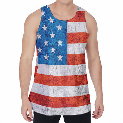 Rough USA Flag Print Men's Velvet Tank Top