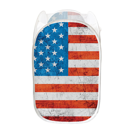 Rough USA Flag Print Mesh Laundry Hamper