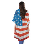 Rough USA Flag Print Open Front Beach Cover Up