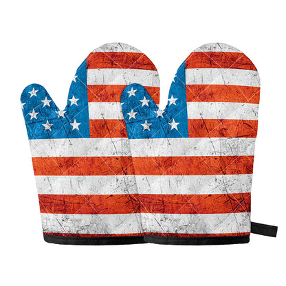 Rough USA Flag Print Oven Mitts