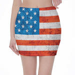 Rough USA Flag Print Pencil Mini Skirt