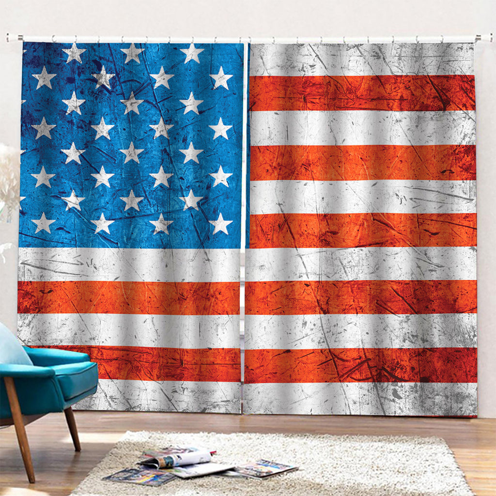 Rough USA Flag Print Pencil Pleat Curtains