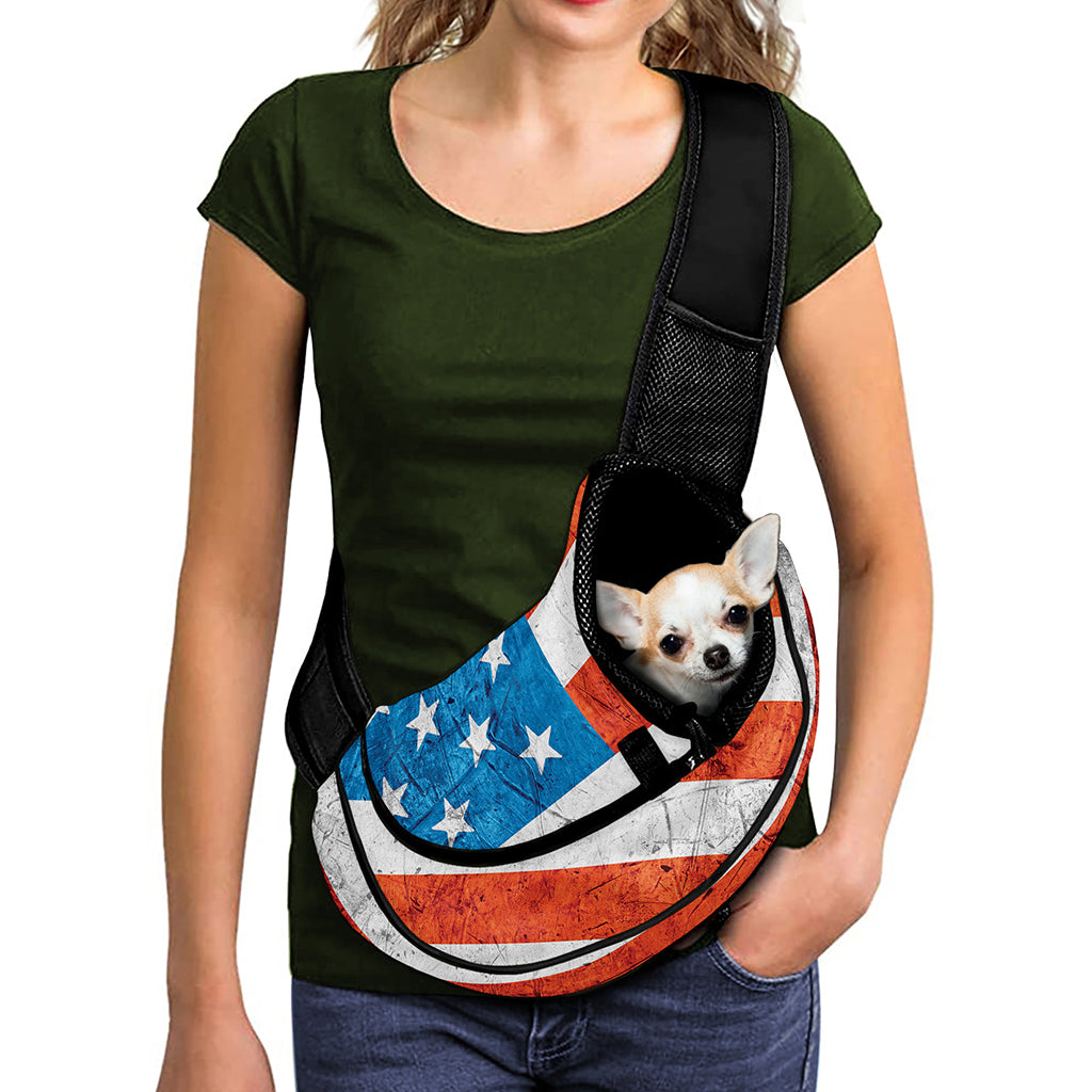 Rough USA Flag Print Pet Sling Carrier