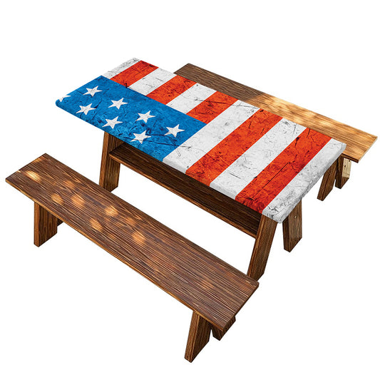 Rough USA Flag Print Picnic Table Cover