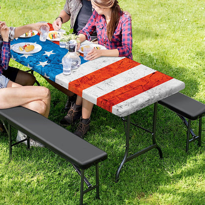 Rough USA Flag Print Picnic Table Cover
