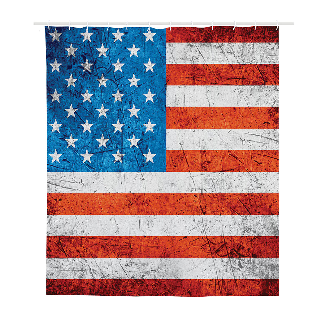 Rough USA Flag Print Polyester Shower Curtain