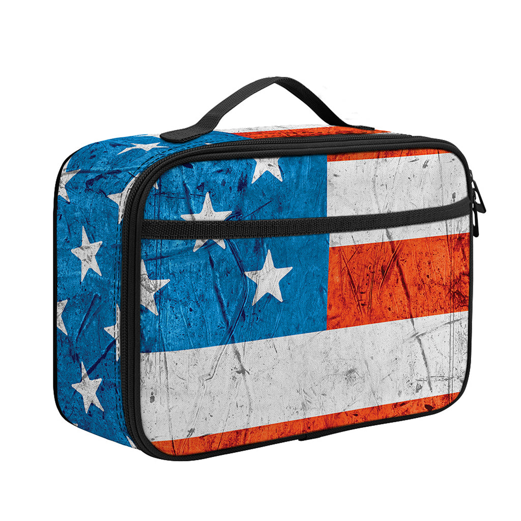 Rough USA Flag Print Portable Lunch Bag