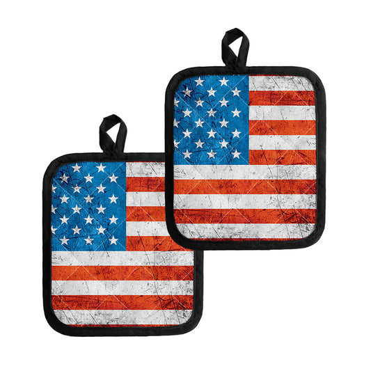 Rough USA Flag Print Pot Holders