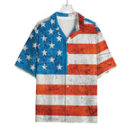 Rough USA Flag Print Rayon Hawaiian Shirt