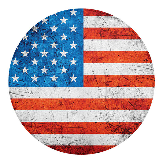 Rough USA Flag Print Round Blanket
