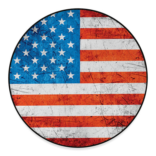 Rough USA Flag Print Round Floor Mat