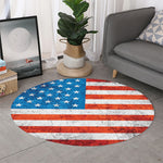 Rough USA Flag Print Round Rug