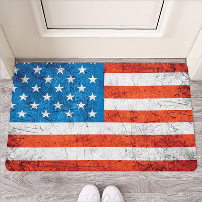 Rough USA Flag Print Rubber Doormat