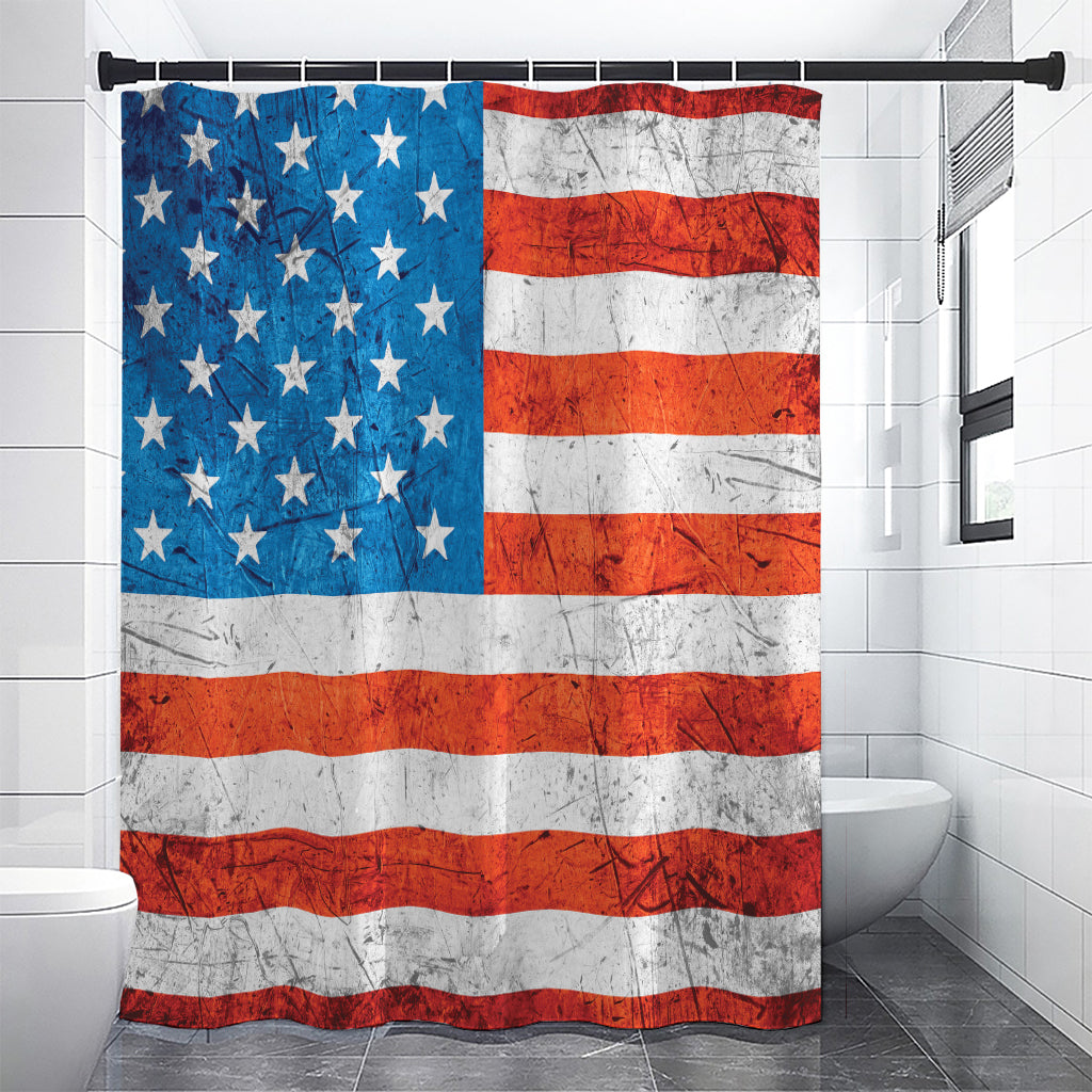 Rough USA Flag Print Shower Curtain