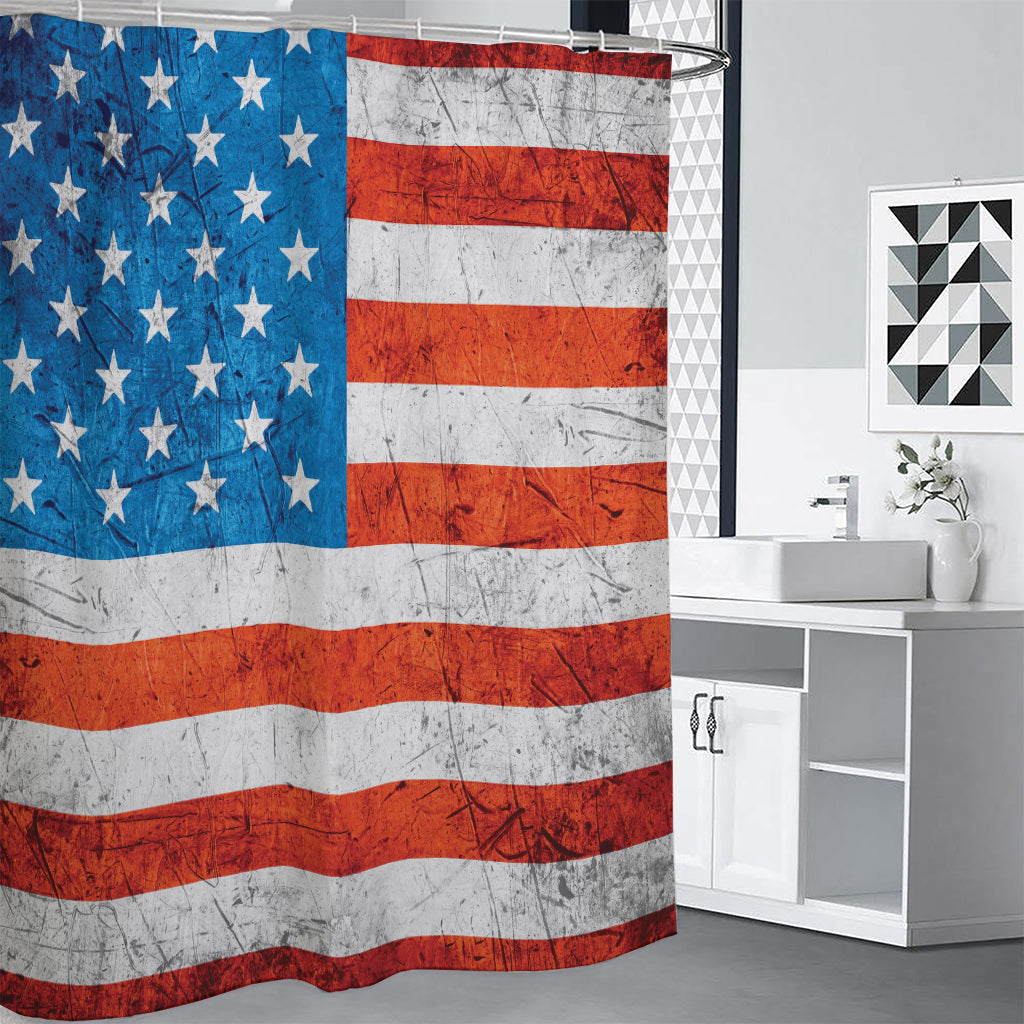 Rough USA Flag Print Shower Curtain